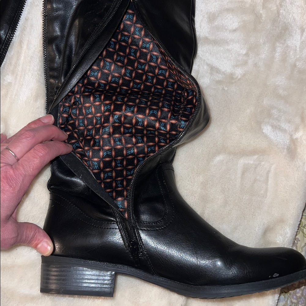 WHITE MOUNTAIN 👢 TALL OVER-THE-KNEE BLACK FAUX LEATHER VEGAN BOOTS Women 11 - Picture 4 of 15